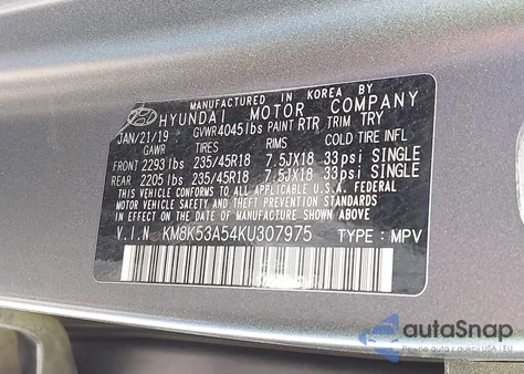 2019 Hyundai Kona Iron Man from USA, damaged, VIN KM8K53A54KU307975